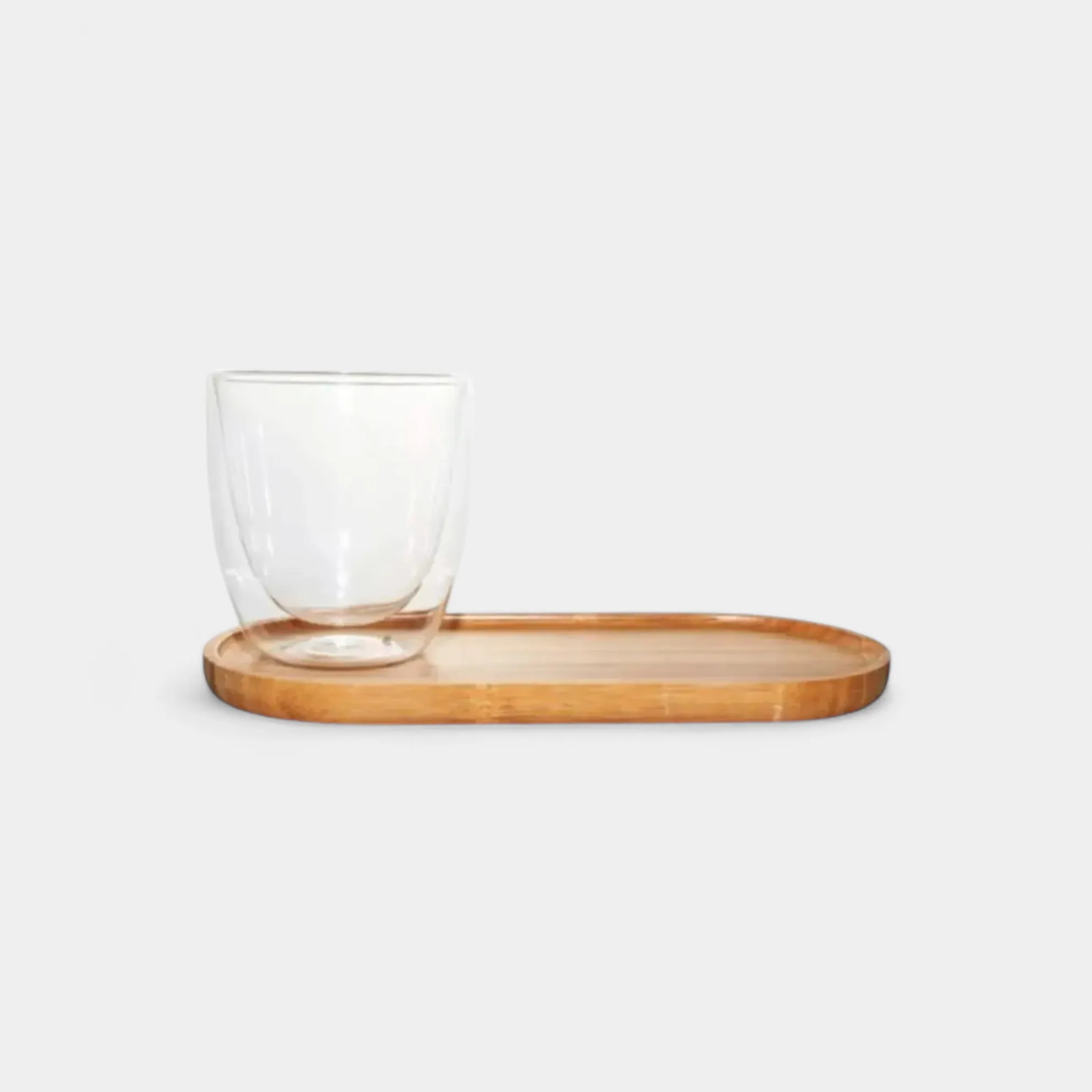 Barista Double Wall Latte Cup 310ml with Bamboo Saucer Tray 10239