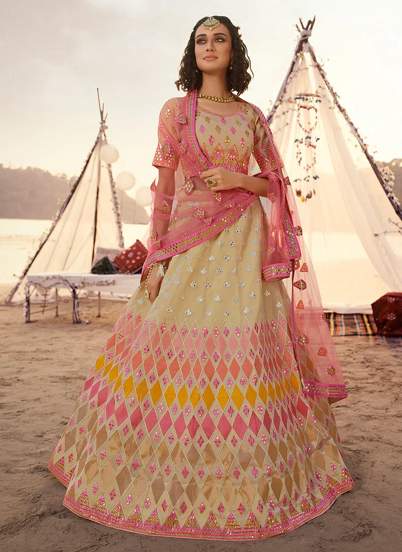 Beige Embroidered Lehenga Choli