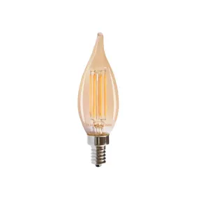 Bent Tip Chandelier Filament bulb, 60W Equivalent, CA11 shape, E26 Candelabra base, 2200K, 80 CRI, Amber