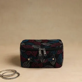 Black - Bengal Kantha Work Handcrafted Jewelry Box with Mirror 05