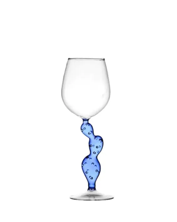 Blue Cactus Wine Glass