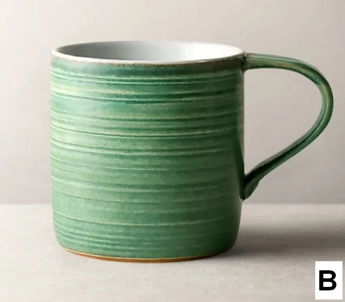 Blue Green Black Ceramic Coffee Mugs, Creative Handmade Coffee Mugs, Large Modern Handmade Pottery Coffee Cup, Large Capacity Coffee Mugs