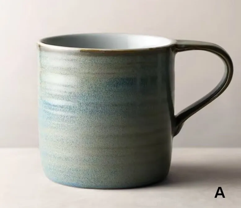 Blue Green Black Ceramic Coffee Mugs, Creative Handmade Coffee Mugs, Large Modern Handmade Pottery Coffee Cup, Large Capacity Coffee Mugs