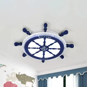 Blue Rudder Design LED Flushmount Ceiling Light for Modern Circular Sleeping Room