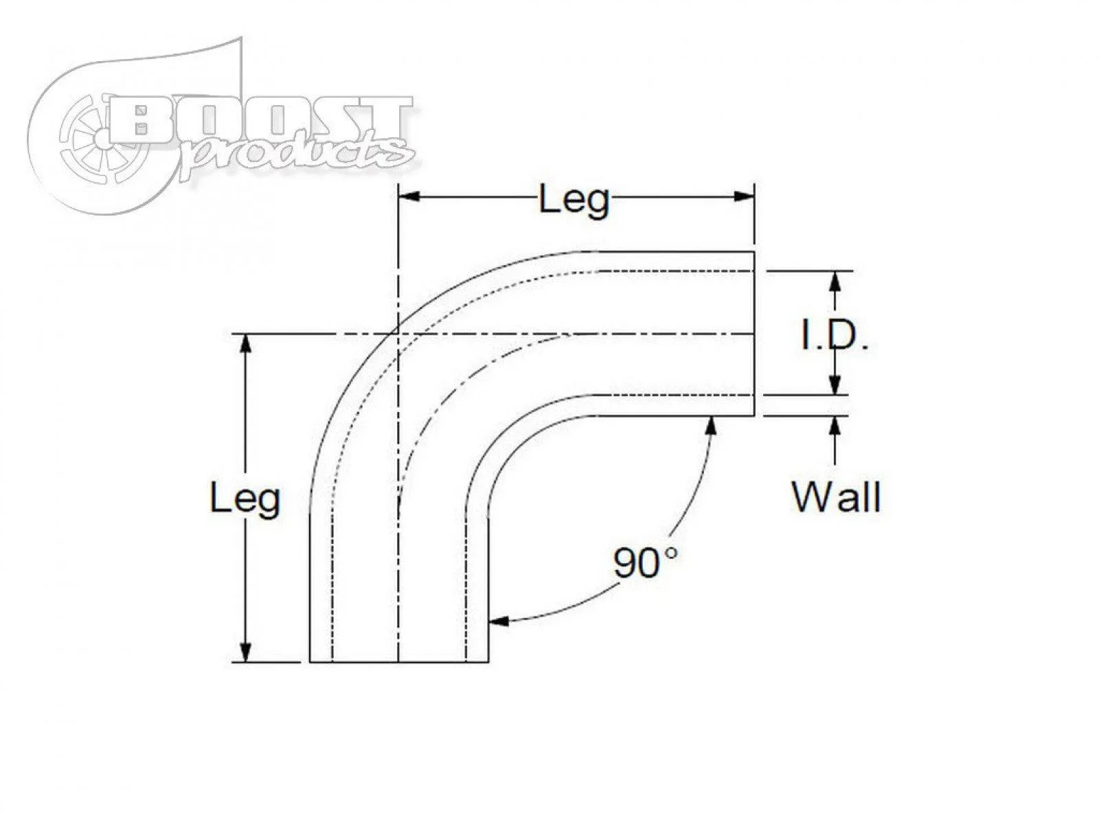 BOOST Products Silicone Elbow 90 Degrees, 54mm (2-1/8") ID, Black