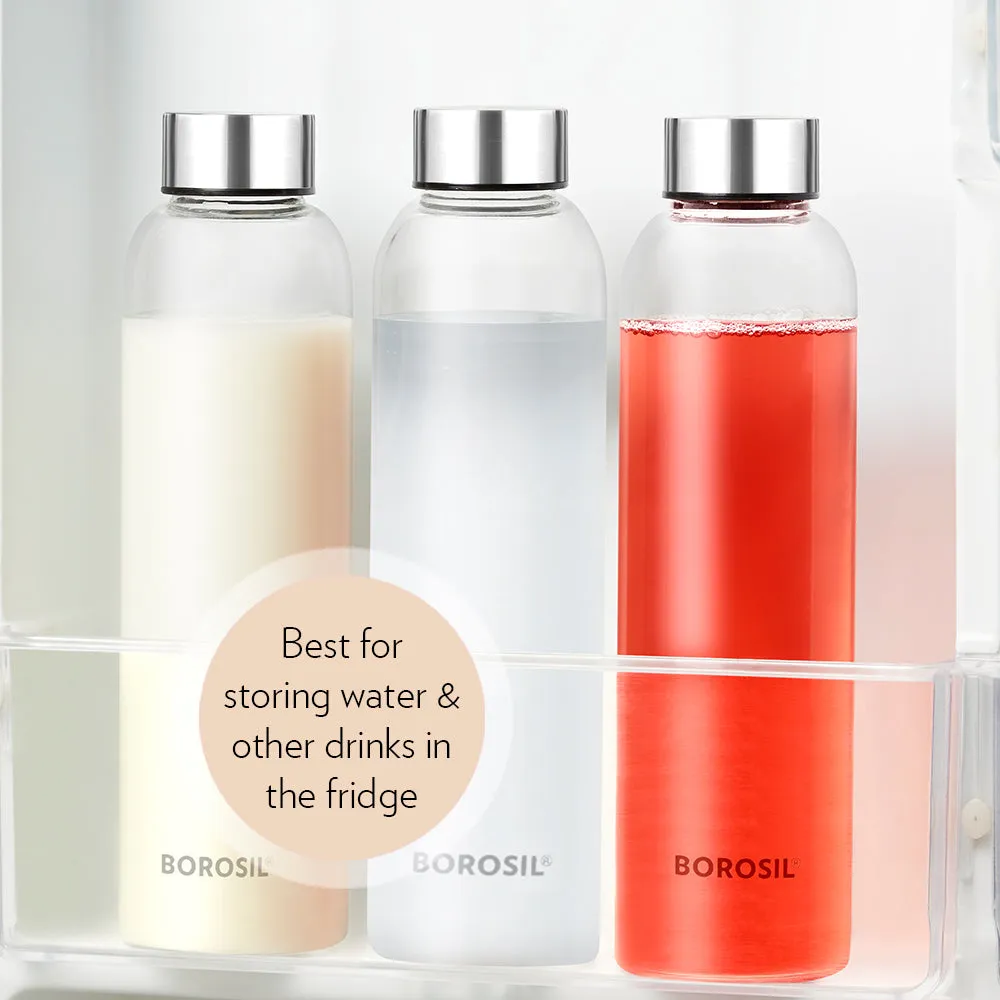 Borosil Crysto Slim Glass Bottle - SS Lid