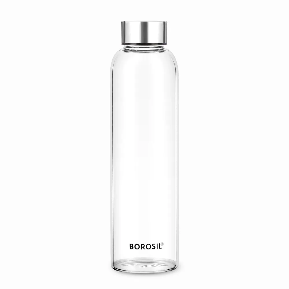 Borosil Crysto Slim Glass Bottle - SS Lid