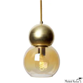 Brass Double Bubble Pendant Light Fixture 5 inch