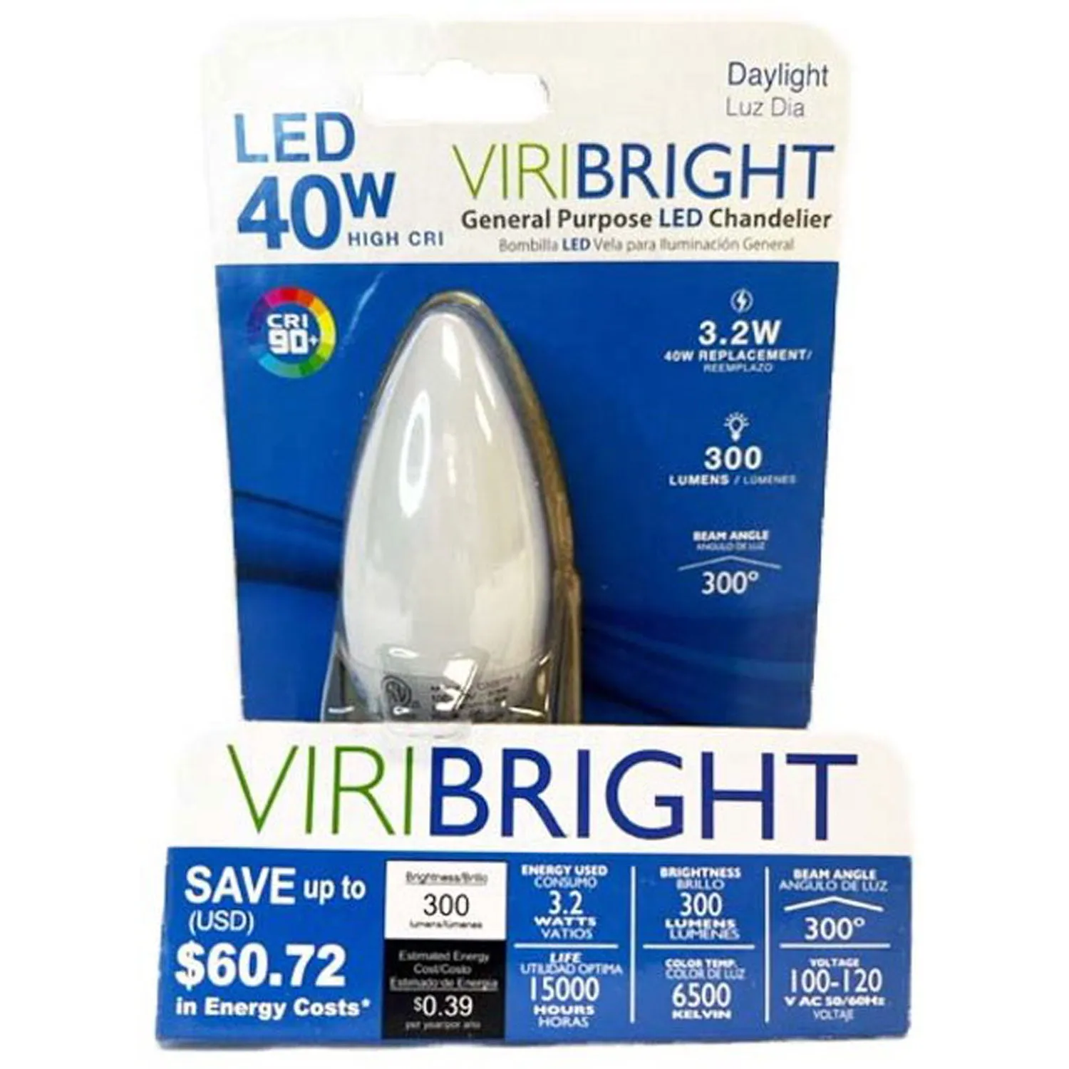 Candelabra 3.2 Watt B11 E26 40-Watt EQ Frosted LED Light Bulb