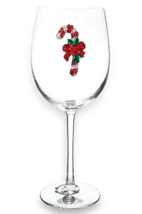 Candy Cane Jeweled Stemmed Wine Glass