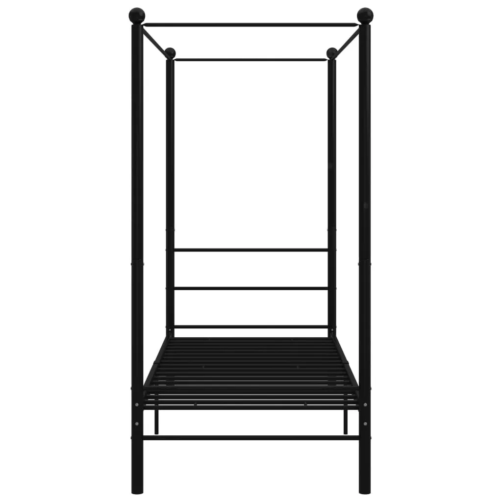 Canopy Bed Frame Black Metal 100x200 cm