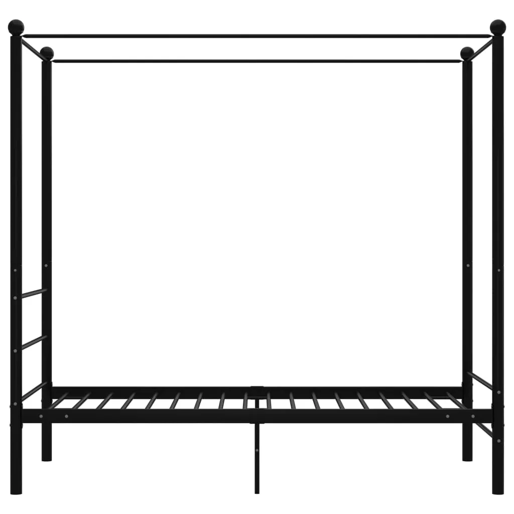 Canopy Bed Frame Black Metal 100x200 cm