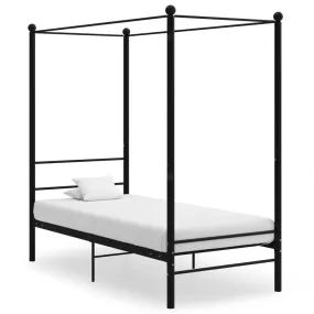 Canopy Bed Frame Black Metal 100x200 cm