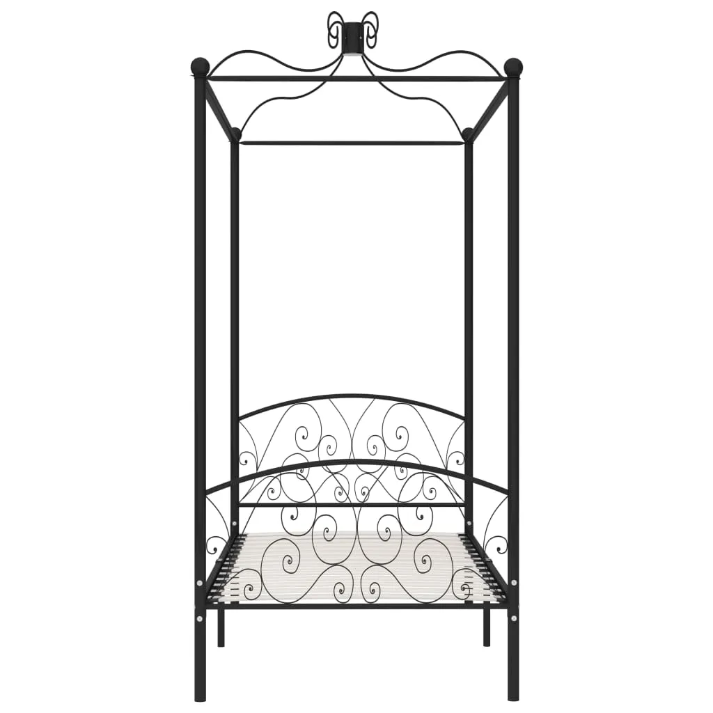 Canopy Bed Frame Black Metal 90x200 cm