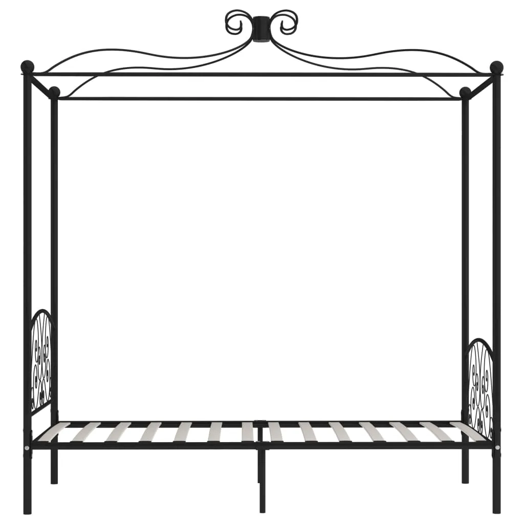 Canopy Bed Frame Black Metal 90x200 cm