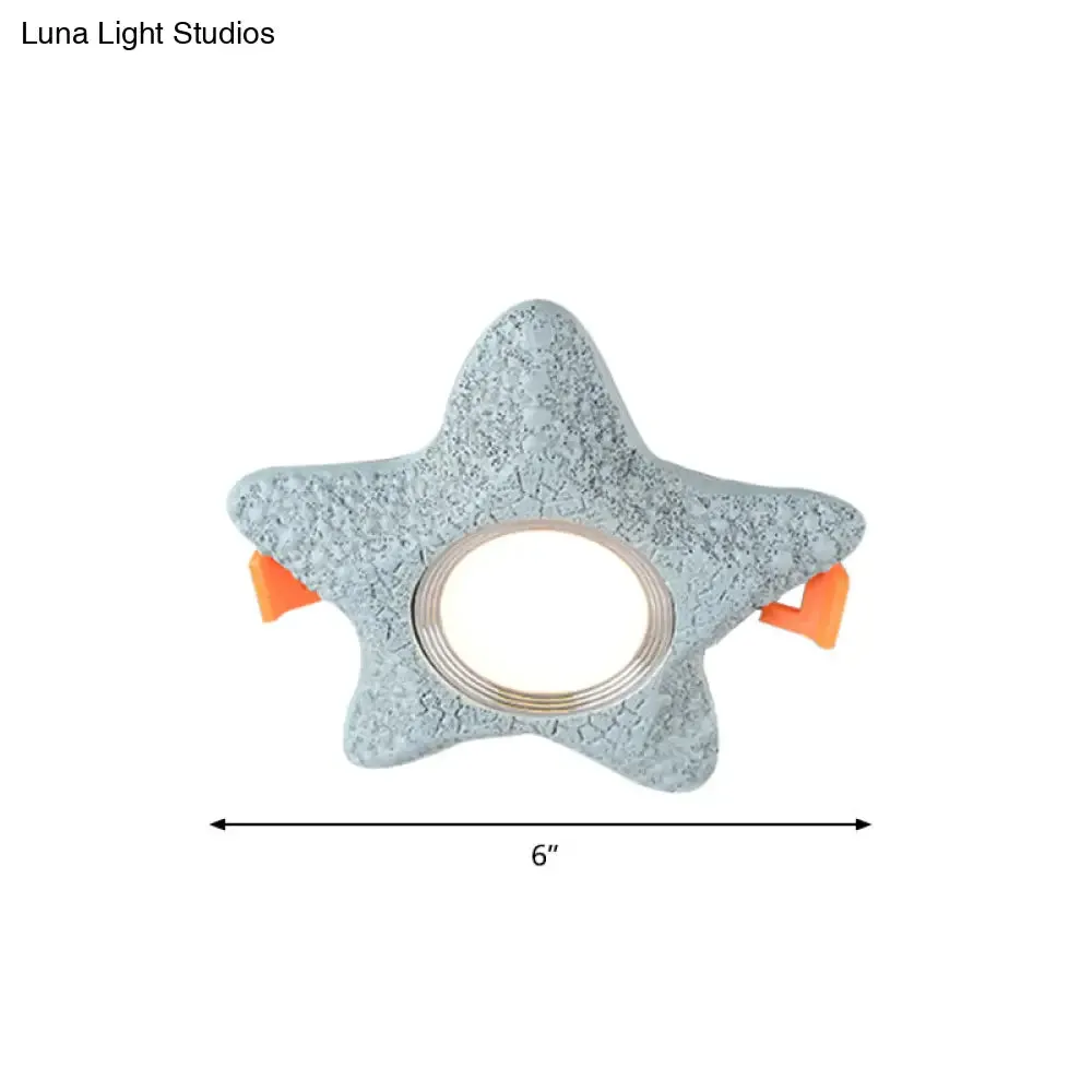 Cartoon Resin LED Starfish Flush Mount Ceiling Light in White/Warm Blue