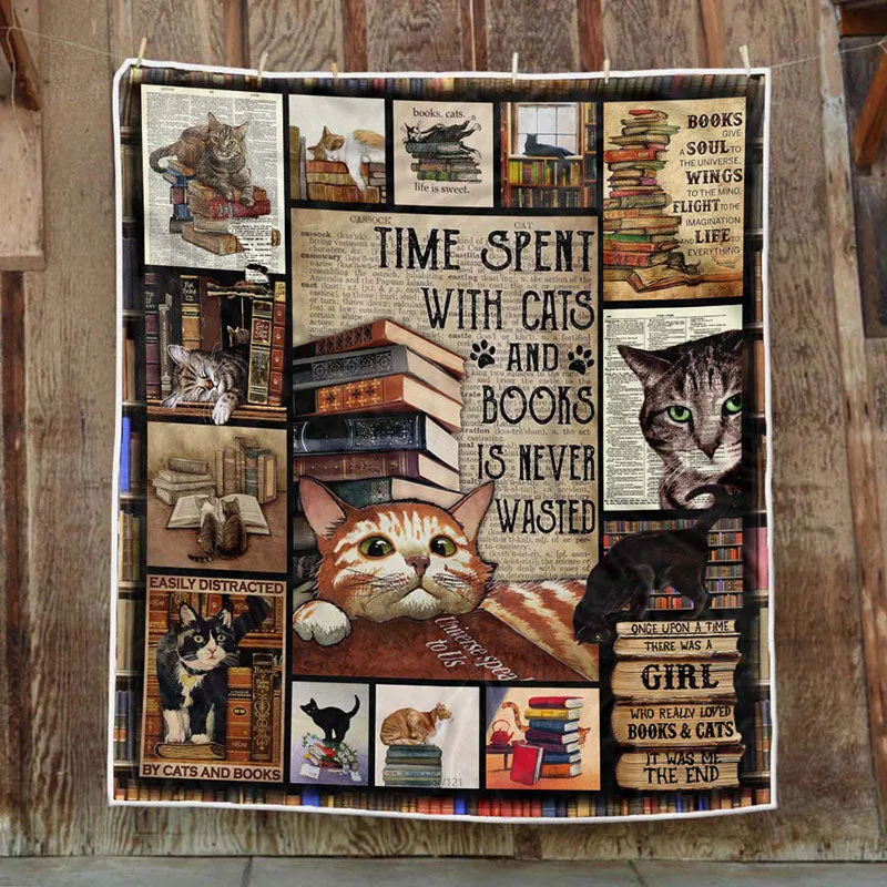 Cats And Books - A427 - Premium Blanket