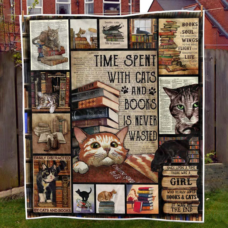 Cats And Books - A427 - Premium Blanket