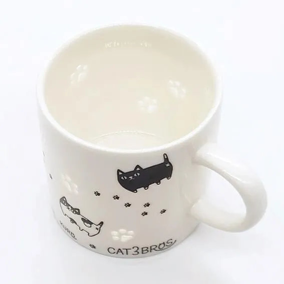 Ceramic-ai Black and White Cat Transparent Mug - Marching