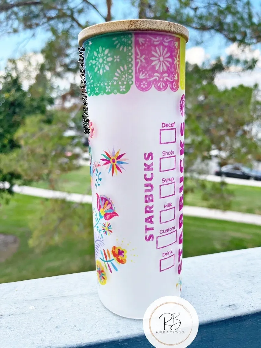 Chisme y Cafecito Frosted Tumbler | Cafecito Tumbler | Glass tumbler | Mom Tumbler | 25oz Skinny Frosted glass | Iced Coffee Tumbler |