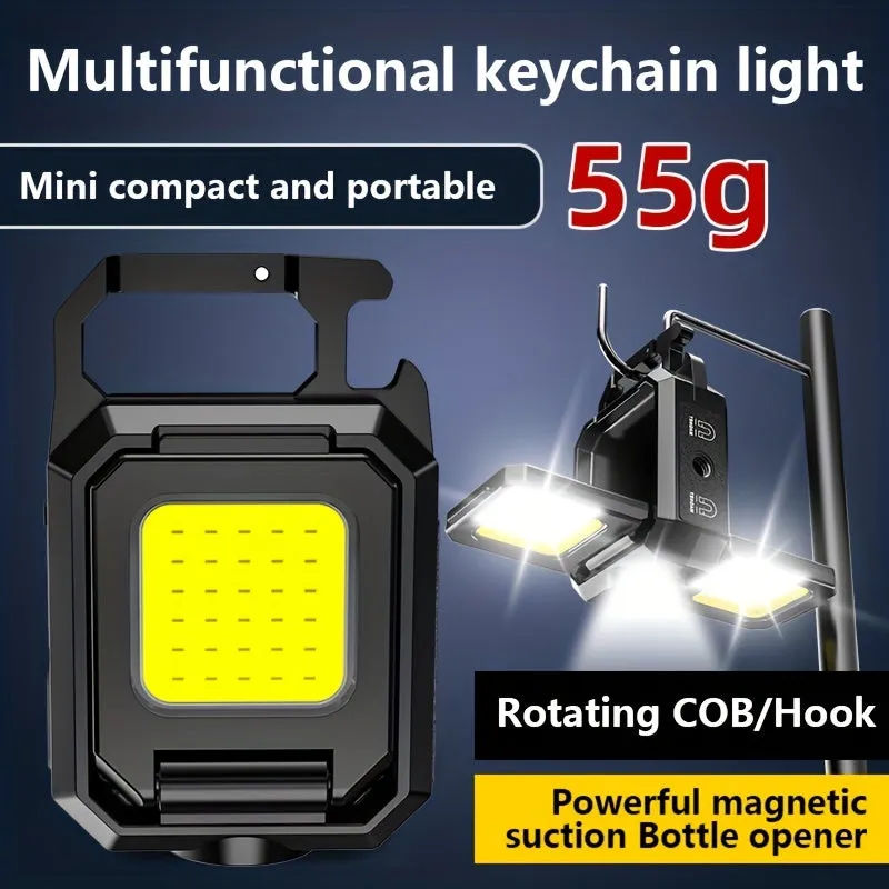 Compact Bright Rechargeable Keychain Flashlight with 5 Light Modes