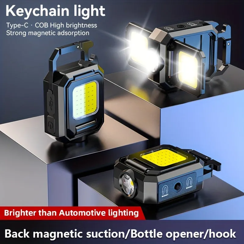 Compact Bright Rechargeable Keychain Flashlight with 5 Light Modes