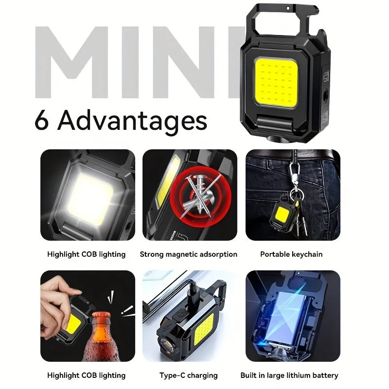 Compact Bright Rechargeable Keychain Flashlight with 5 Light Modes