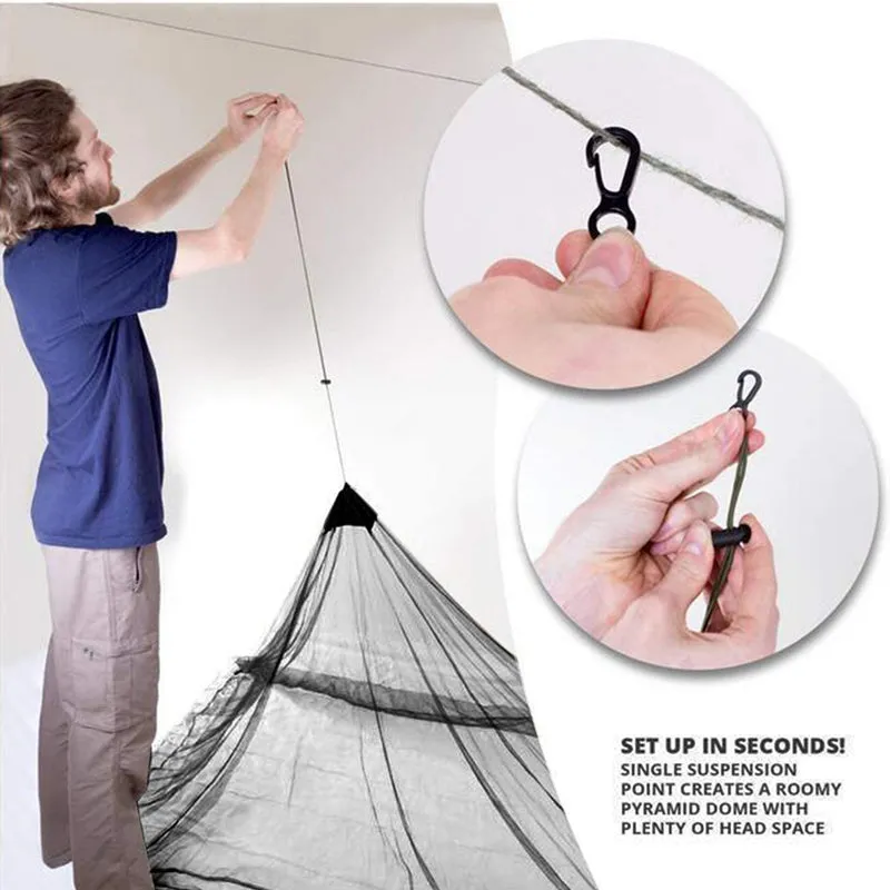 Compact Travel Camping Mosquito Net with Stake & Carry Bag