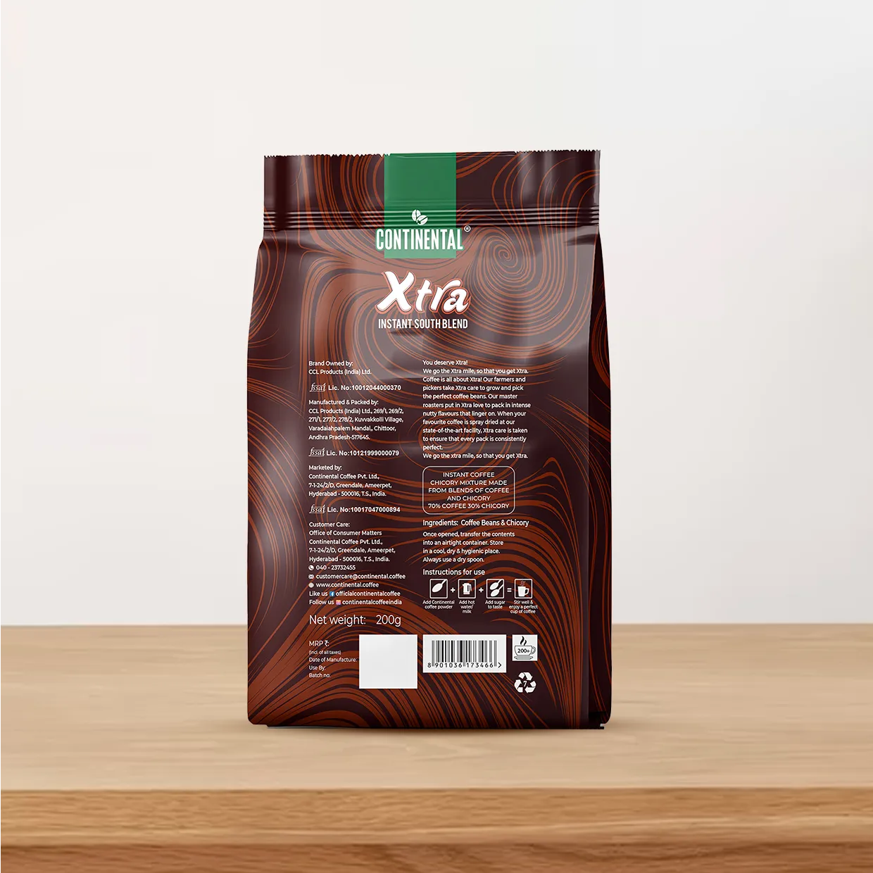 Continental Xtra 200g Pouch | Instant Coffee Granules | Strongest Instant Coffee