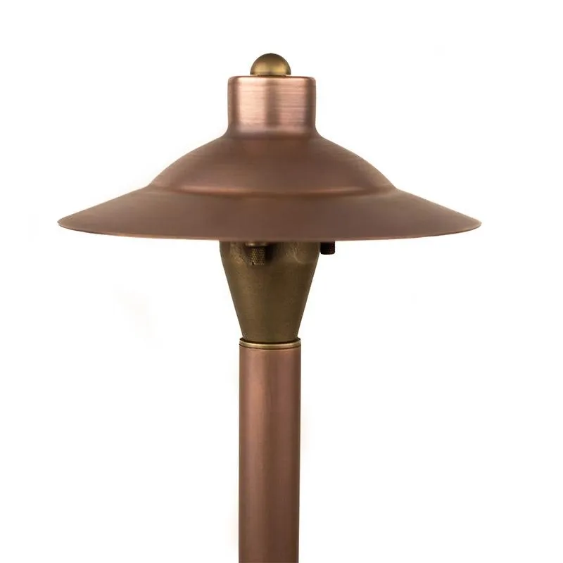 CopperMoon CM.730-20CG 12V Copper 9" Commercial Grade Path Light Top, 18" Copper Stem With Stake