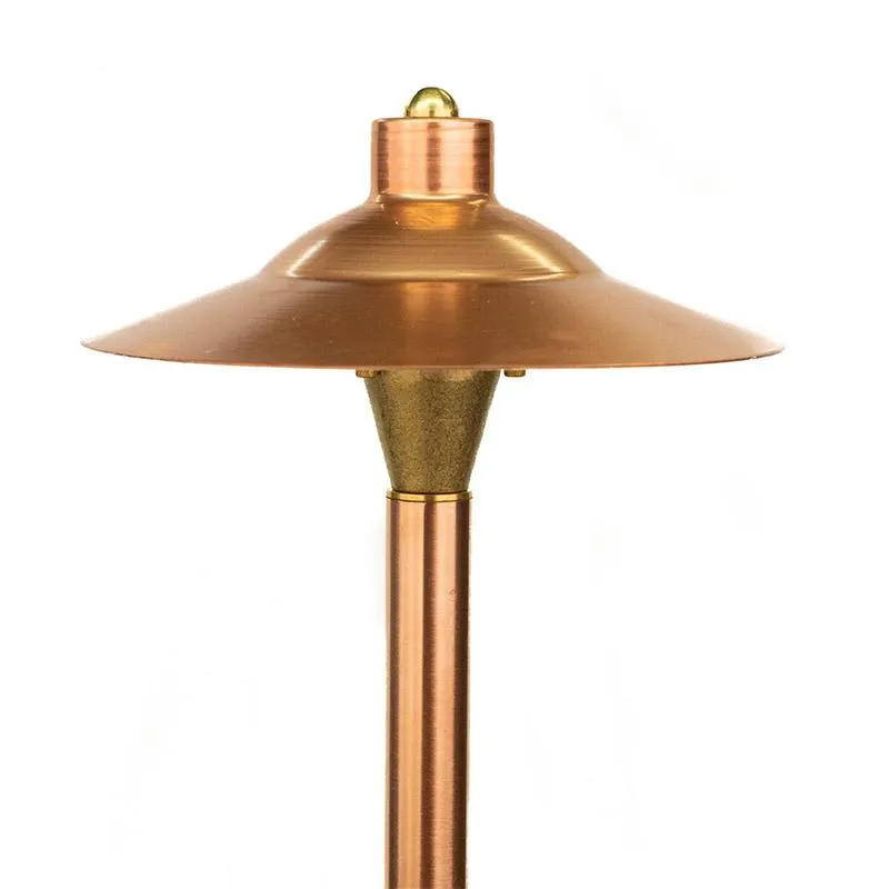 CopperMoon CM.730-20CG 12V Copper 9" Commercial Grade Path Light Top, 18" Copper Stem With Stake