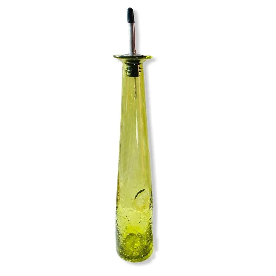 Crackle Glass Olive Oil Bottle