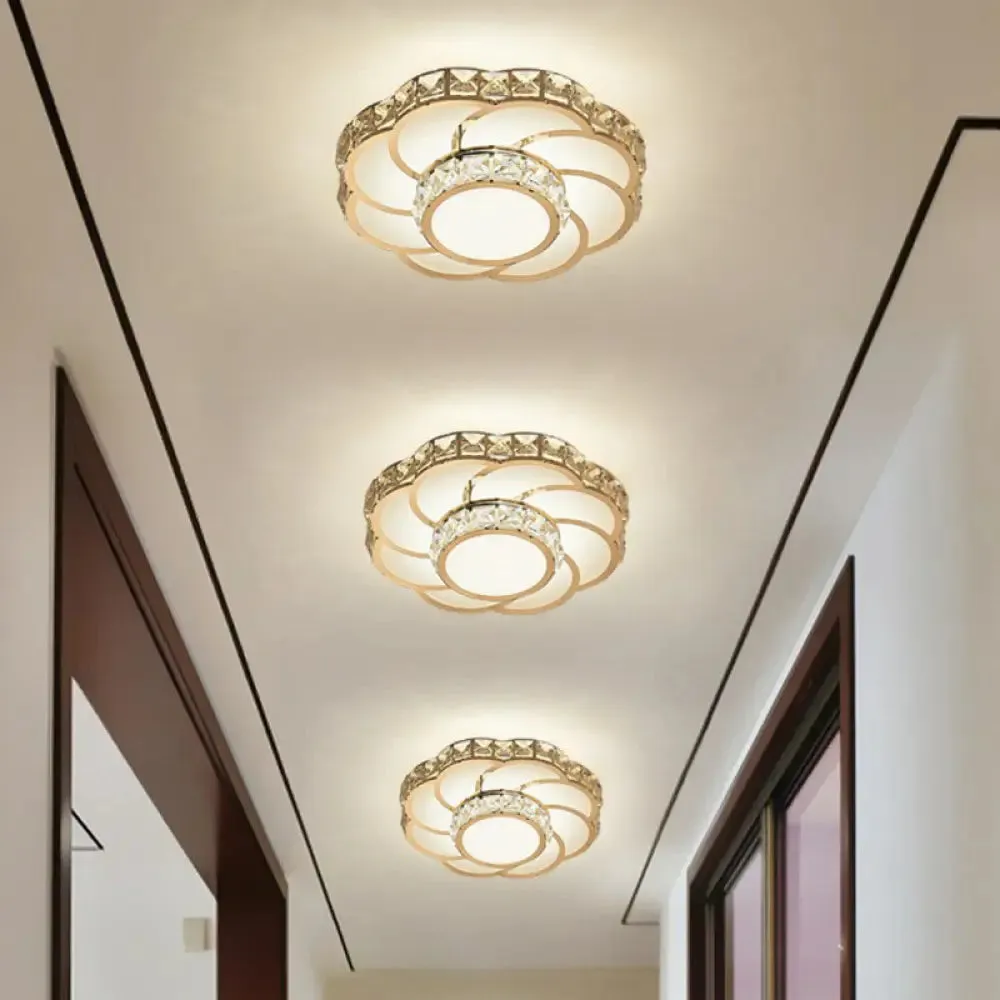 Crystal Simplicity Flush Mount Ceiling Light with LED, Clear