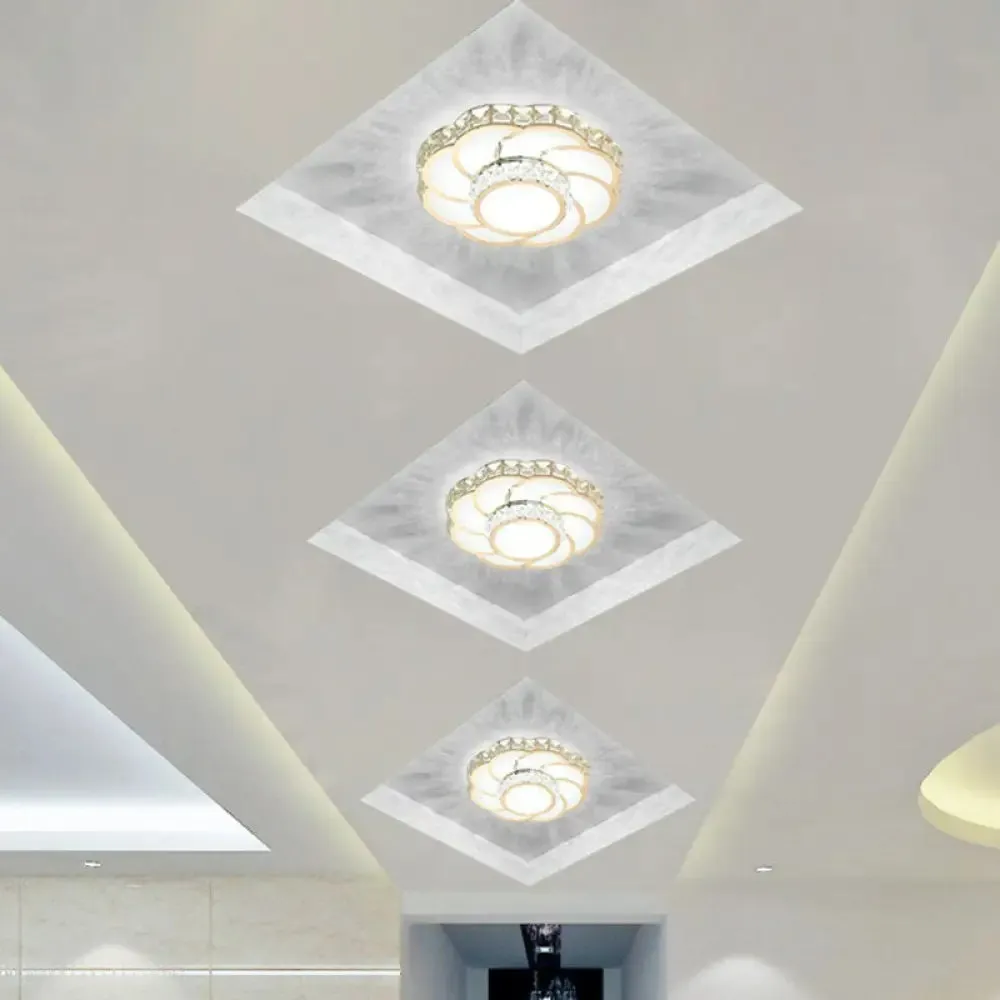 Crystal Simplicity Flush Mount Ceiling Light with LED, Clear