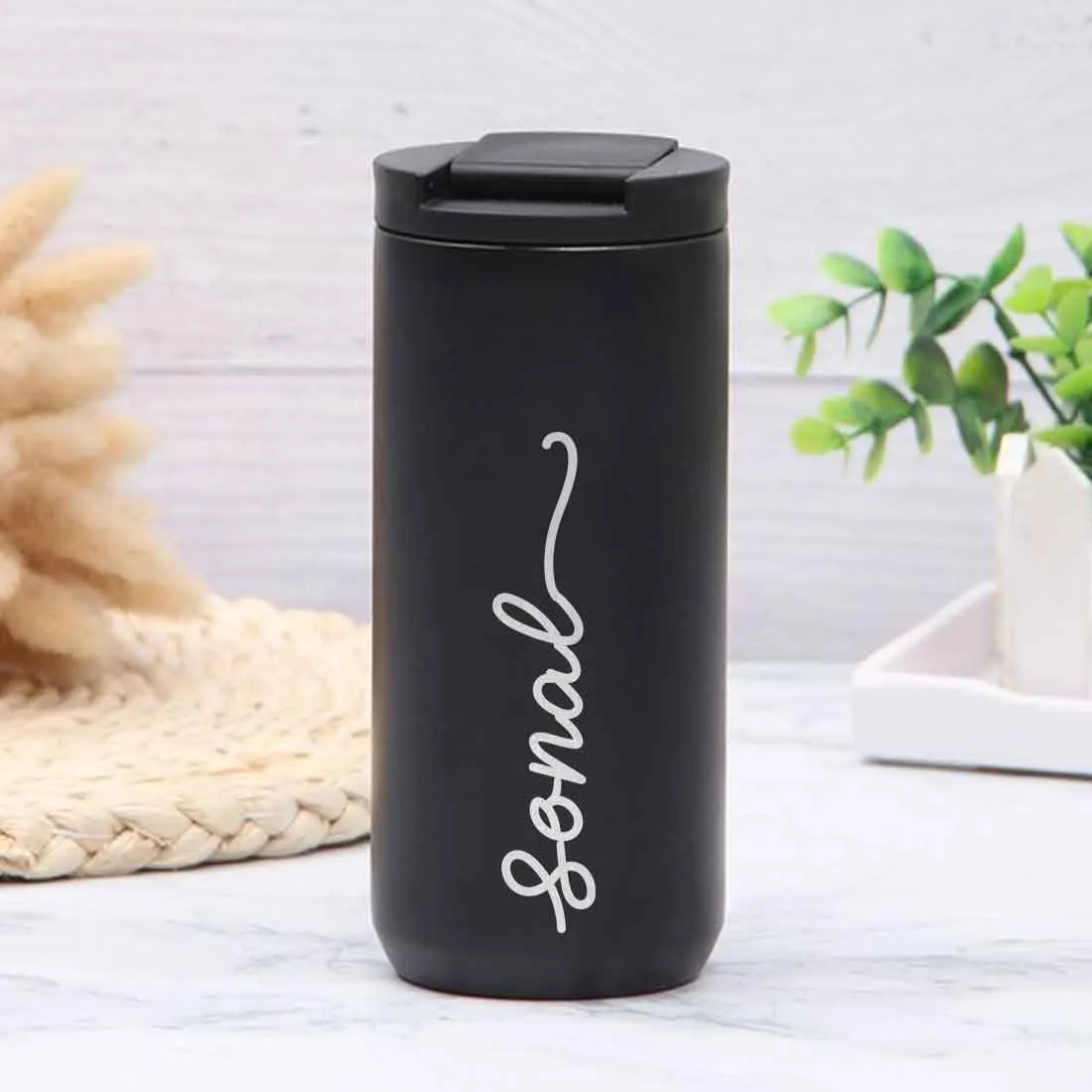 Custom Coffee Tumblers with lid for Travelling Flask Sipper (400 ML) - Name