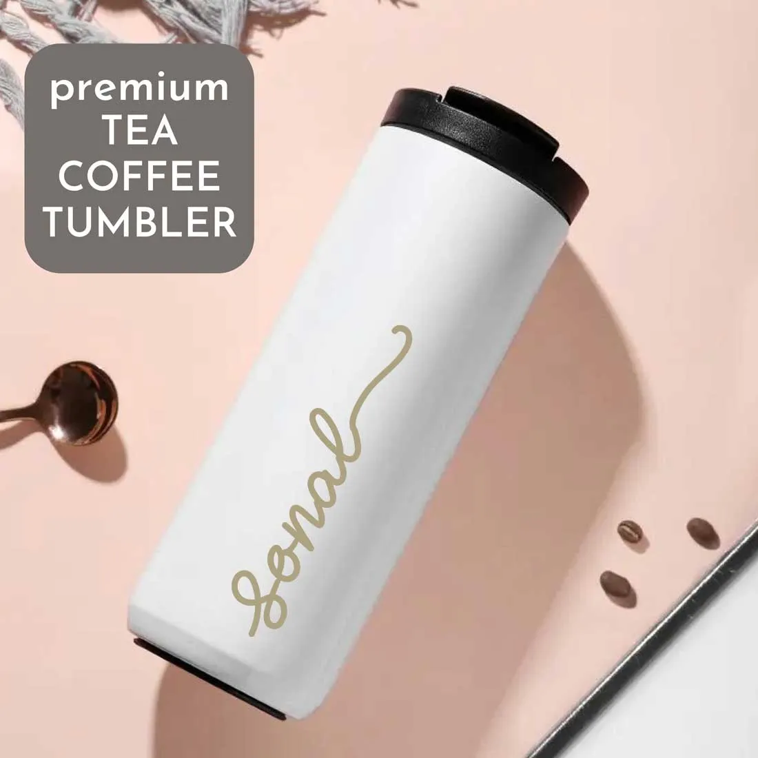 Custom Coffee Tumblers with lid for Travelling Flask Sipper (400 ML) - Name