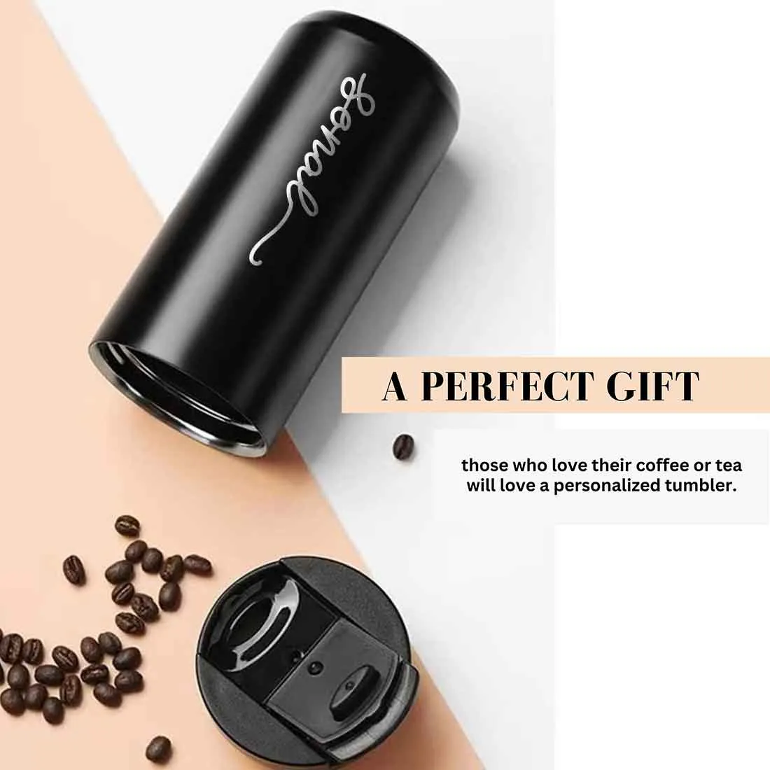 Custom Coffee Tumblers with lid for Travelling Flask Sipper (400 ML) - Name