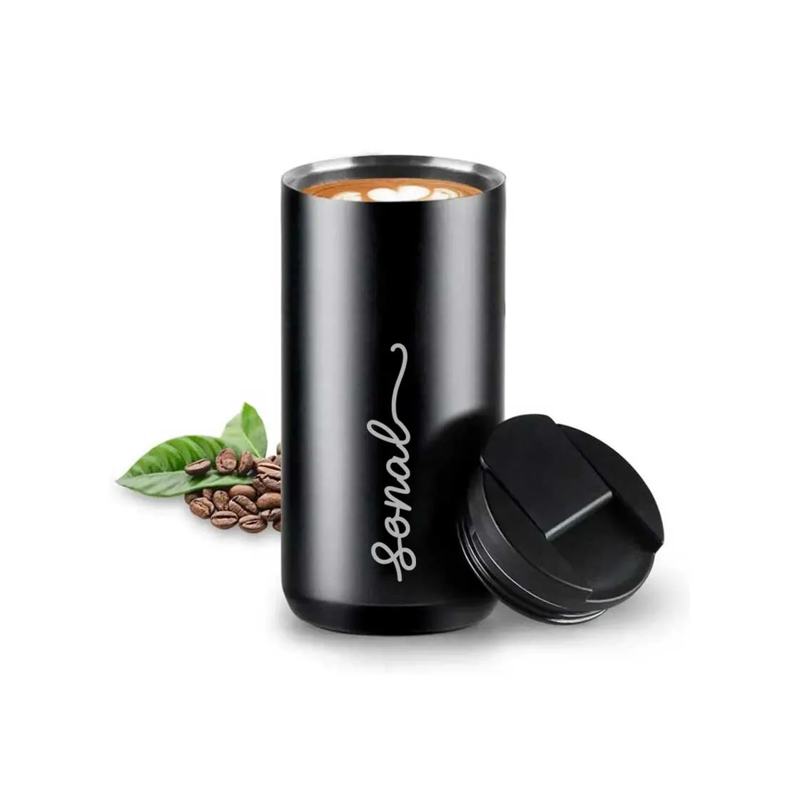 Custom Coffee Tumblers with lid for Travelling Flask Sipper (400 ML) - Name