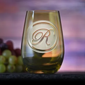 Custom Etched Green Stemless Wine Glass Tumbler | Crystal Imagery