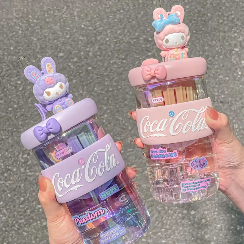 Cute Cartoon Straw Glass Cup - Lovesickdoe