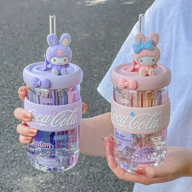 Cute Cartoon Straw Glass Cup - Lovesickdoe