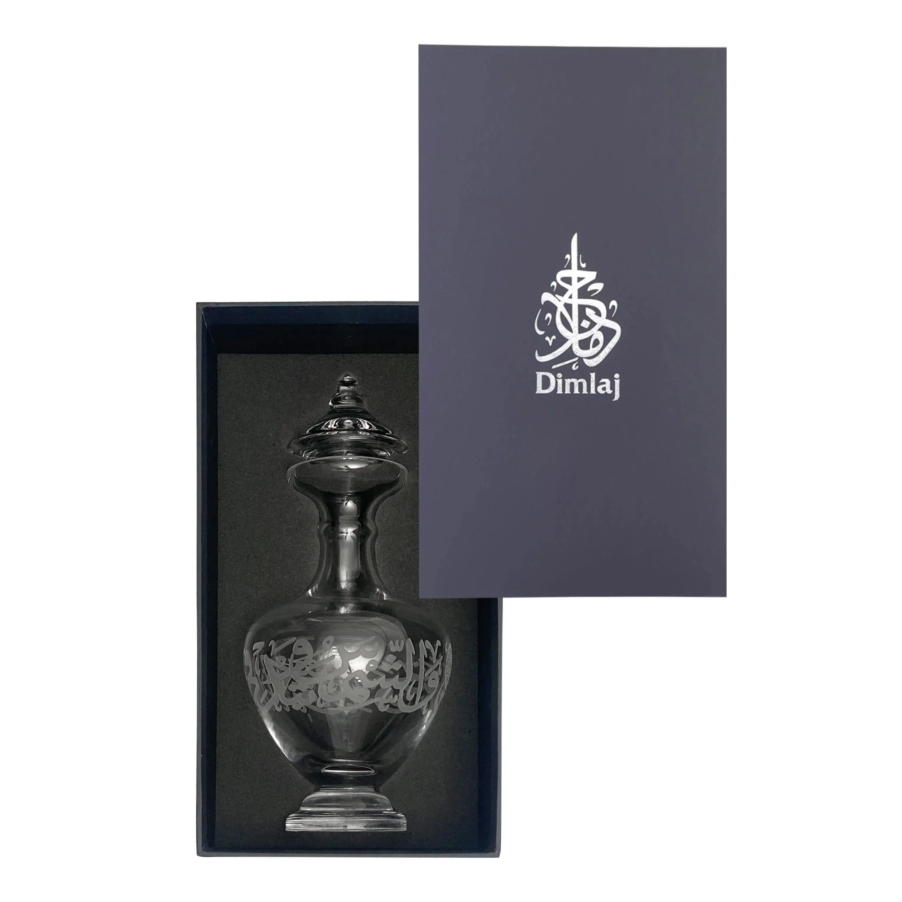 Dimlaj Thuluth Crystal Carafe with Lid (Engraved)