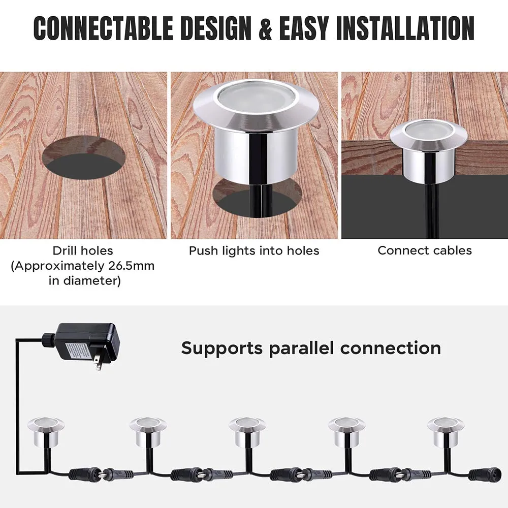 DIY 10 Pack Round Recessed Deck Step Light