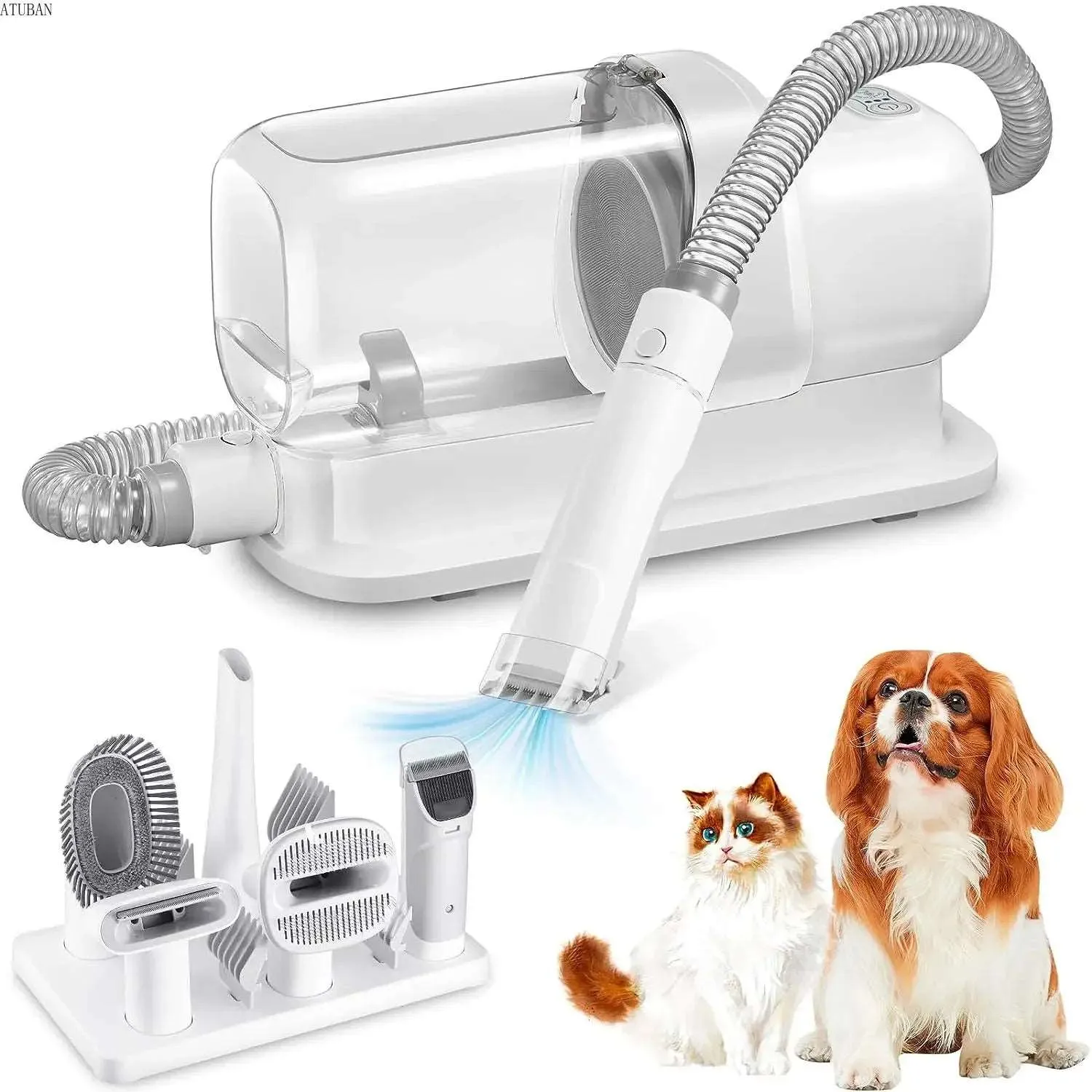 Dog Grooming Vacuum Kit – 2.3L Pet Hair Remover with Grooming Tools