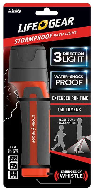 Dorcy Storm Proof Series BA38-60634-RED Pathlight, AA Battery, LED Lamp, 150 Lumens, 300 m Beam Distance, Black/Red :CD: QUANTITY: 1