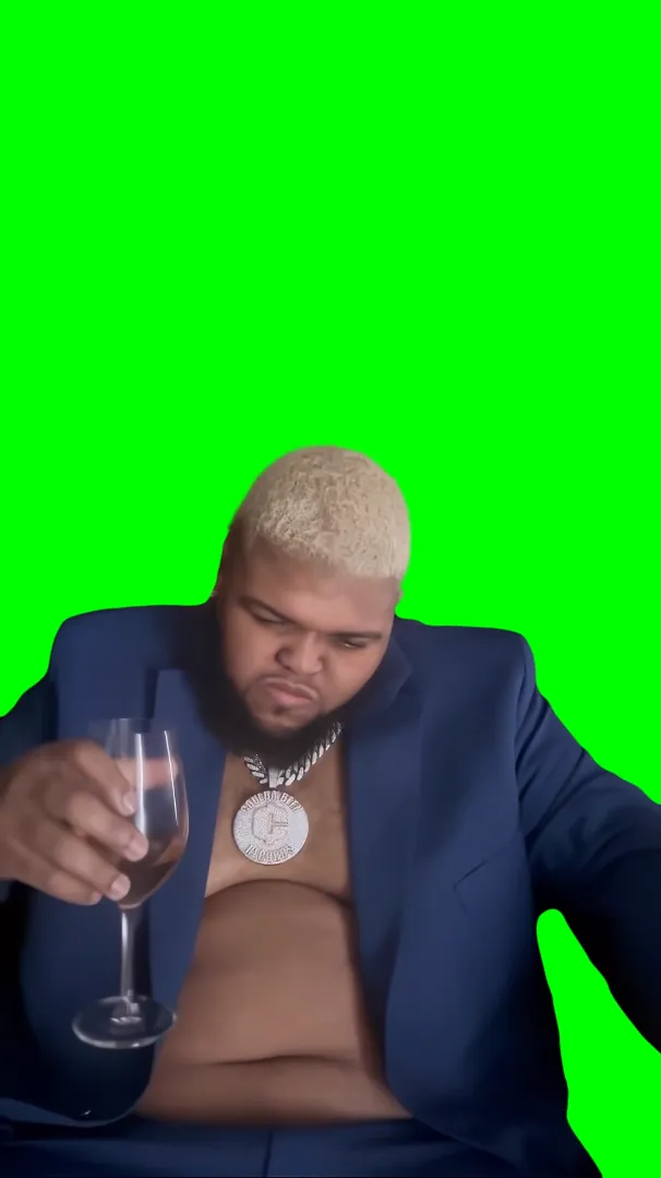 Druski throwing wine glass and screaming "SHIT!" (Green Screen)