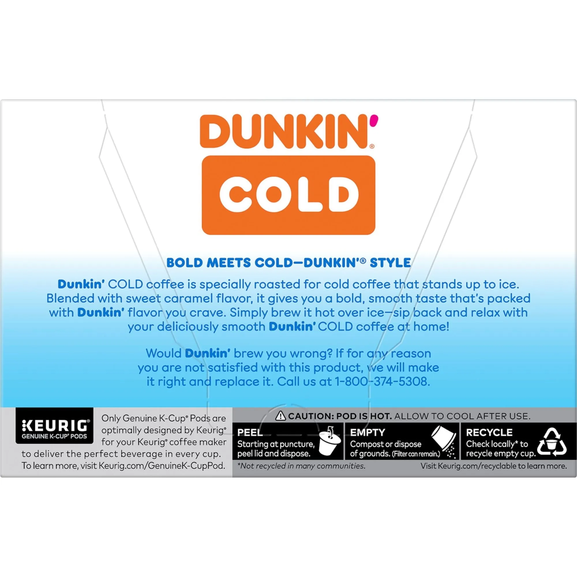 Dunkin Cold Caramel Flavored Coffee, K-Cup Pods, 10 Count Box