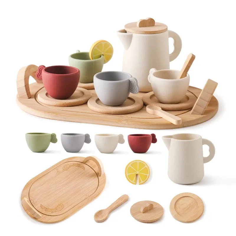 Earthy BPA Free Wooden Tea Play Set