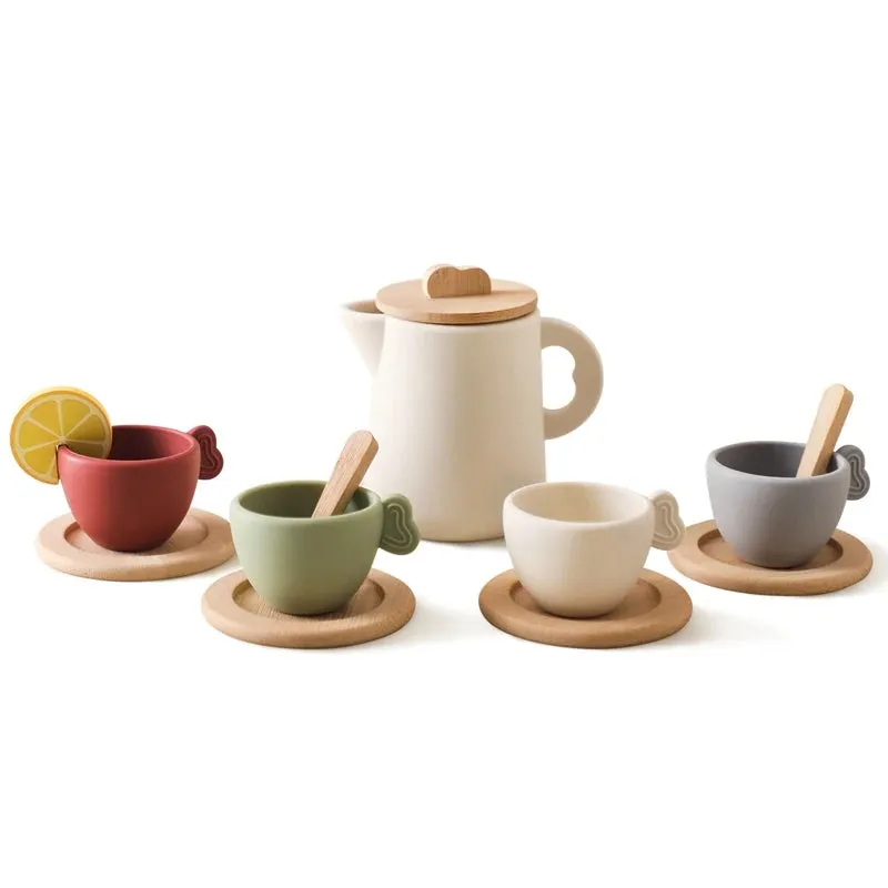 Earthy BPA Free Wooden Tea Play Set