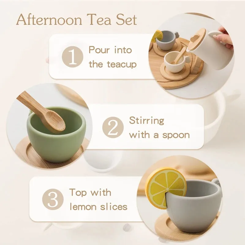 Earthy BPA Free Wooden Tea Play Set